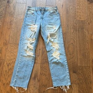 Nasty Gal Organic Distressed Light Blue Jeans